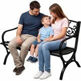  Vrtna klupa za terasu, metalna, s 2 sjedala, ukrašena, crna, 127 cm | shoptok.hr
