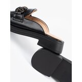 Shelvt Black low-heeled eco-leather flip-flops | ePonuda.com