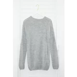 Trendyol Men's Gray Slim Fit Crew Neck Raglan Sleeve Seamless Basic Knitwear Sweater