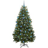 vidaXL Umestno božično drevo z LED lučmi Zelena 180 cm PVC in kovina | Shoptok.si