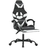  Igraća stolica od umjetne kože s osloncem za noge Crno-bijela | shoptok.hr