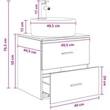  Umivaonik s policom Betonska siva 49,5 x 44,5 x 65 cm | shoptok.hr
