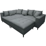 MID.YOU Ecksofa inkl. Hocker, mikrovlakna temno siva | Shoptok.si