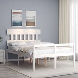 The Living Store Postelja za starejše z vzglavjem iz trdnega lesa bela - Postelja Za Starejše, (21484870) Cene
