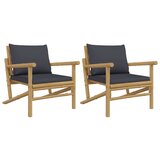 Maison Chic Vrtni stoli - Stol za vrt 2 kosa s temno sivimi blazinami bambus JS1313, (21877658) | Shoptok.si