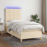  Box spring postelja z vzmetnico LED krem 100x200 cm blago, (20900844) Cene