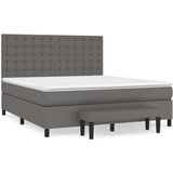 vidaXL Box spring postelja z vzmetnico siva 180x200 cm umetno usnje, (20901990) Cene