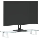  Stalak za monitor bijeli 60 x 20 x 8 cm kaljeno staklo i metal | shoptok.hr