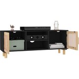 TV ormarić crni 105 x 30 x 40 cm od borovine i prirodnog ratana | shoptok.hr