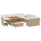 vidaXL set od 13 dijelova vrtnih sofa s jastučićima bež poli ratan akacije, dvostruka vrtna sofa s jastučićima bež poli ratan, set od 3 dijela za vrt s jastučićima bež poli ratan akacije | shoptok.hr