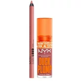 NYX Professional Makeup Duck Plump Set sjajilo za usne 6,8 ml Nijansa 03 Nude Swings + olovka za usne 1,2 g Nijansa 04 Born To Hustle