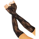 Leg Avenue Floral Net Fingerless Gloves 2034 Black