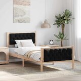 vidaXL Konstrukcija postelje Črna 90 x 200 cm Masivno borovo les | Shoptok.si