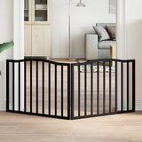 vidaXL Vrata za pse s 2 panela sklopiva crna 160 cm od drva topole | shoptok.hr