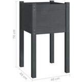  Vrtne sadilice 2 kom sive 40 x 40 x 70 cm od masivne borovine | shoptok.hr