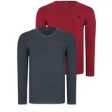 Dewberry DOUBLE SET T8587 V-NECK MEN'S SWEATSHIRT-BURGUNDY-ANTHRACITE Cijene