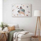  Slika - Galactic Races - A Bear Participating in Car Races Among Planets Clouds and Stars in Pastel Hues 120x80 Akustična | shoptok.hr