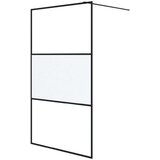 Pregrada za tuš crna 115 x 195 cm s napola mutnim staklom ESG | shoptok.hr