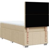 vidaXL Box spring postelja z vzmetnico krem 100x200 cm blago, (21308056) | Shoptok.si