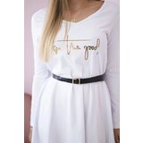 Kesi Dress with a decorative belt and inscription white | shoptok.hr