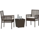 Bistro set za vrt 3 pcs Smeđa poliratan | Eponuda.com