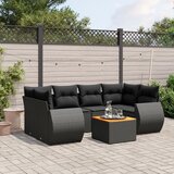 Maison Chic Seti vrtnega pohištva - Vrtna garnitura - Vrtni pohištvo set 7-delna z blazinami črn poli ratan, (21803243) | Shoptok.si