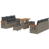 9 dijelni vrtni set sofe s jastučićima siva poli ratan acacia | shoptok.hr