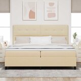  Krevet s opruga kutije s uzglavljem Krema 200 x 200 cm tkanina | shoptok.hr