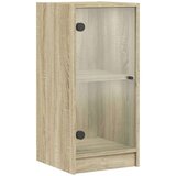 vidaXL Stranska omarica s steklenimi vrati sonoma hrast 35x37x75,5 cm | Shoptok.si