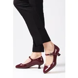 Mio Gusto Gabriela Women's Claret Red Patent Leather Short Heeled Shoes