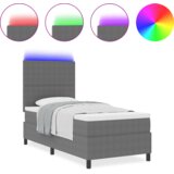 vidaXL Postelja z vzmetnico in LED lučko Siva 100x200 cm Žametna tkanina | Shoptok.si