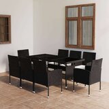  9-dijelni vrtni blagovaonski set od poliratana crni | shoptok.hr