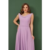 Carmen Lilac Chiffon Degajee Neck Long Evening Dress And Invitation Dress | Shoptok.si