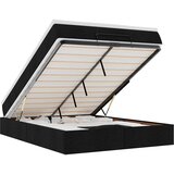 Maison Chic Otomanska Posteljni okvir - Dvoposteljna postelja - Zakonska postelja z vzmetnico črn 140x200 cm blago-J291, (21759693) | Shoptok.si