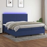  box spring s madracem LED plavi 200x200 cm od tkanine | shoptok.hr