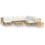 The Living Store Vrtna garnitura 12-delna s kremno belimi blazinami bambus - Vrtna Sedežna Garnitura, (21421768) | Shoptok.si