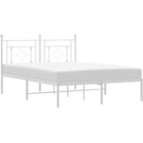  Metalni okvir za krevet s uzglavljem bijeli 140 x 190 cm | shoptok.hr