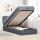 Maison Chic Otomanski Posteljni okvir - Enojna postelja - Postelja za odrasle z vzmetnico siv 90x190 cm žamet-J2529, (21766579) | Shoptok.si