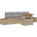 vidaXL 5-dijelni vrtni set sofa s jastučićima Bež poli ratan | shoptok.hr