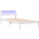 vidaXL okvir za posteljo z LED vzglavjem v beli barvi, 90 x 200 cm, trdi bor | Shoptok.si