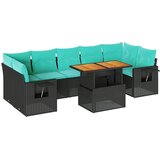 vidaXL Vrtna sedežna garnitura 8-delna z blazinami črn poli ratan, (22047953) | Shoptok.si