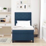  Krevet sa kutijom s madracem i LED plavim 100x200 cm tkanina | shoptok.hr
