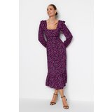 Trendyol Multi-colored Relaxed-Cut Viscose Woven Dress with Ruffles Cene