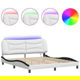  The Living Store Posteljni okvir z LED lučkami belo črn 180x200 cm umetno usnje - Posteljni Okvir, (21450742) | Shoptok.si