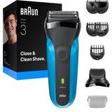 Braun brivnik Series 3 310BT s priponko za obrezovanje brade za mokro ali suho uporabo, modra | Shoptok.si