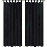  2 komada Crna mikro-satenska zavjesa s tregerima 140 x 225 cm | shoptok.hr