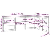  Knjižnica vzglavje L-oblike bela 120 cm trdna borovina | Shoptok.si