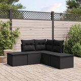 Maison Chic Seti vrtnega pohištva - Vrtna garnitura - Vrtni pohištvo set z blazinami 5-delna črna poli ratan, (21796366) | Shoptok.si