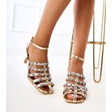 Gemre Gold closed sandals with zircons Emolla | Shoptok.si