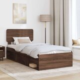  Konstrukcija postelje Rjav hrast 90 x 190 cm Masivno borovo les, (5000103051) | Shoptok.si